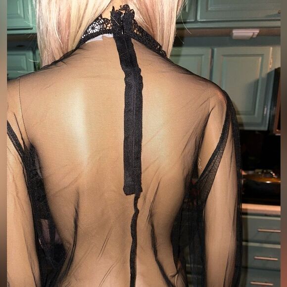 🖤 L.I.F.E “Love Is For Eternity” Black Sheer Ruffle Mesh Top - Size M - Picture 6 of 15